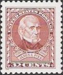 Red 32-cent U.S. postage stamp picturing James K. Polk