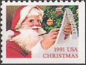 Non-denominated 29-cent U.S. postage stamp picturing Santa Claus with list