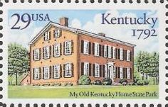29-cent U.S. postage stamp picturing building at My Old Kentucky Home State Park