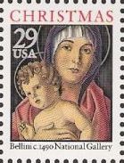 29-cent U.S. postage stamp picturing Bellini's Madonna and child painting