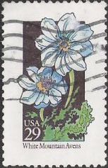 29-cent U.S. postage stamp picturing white mountain avens