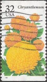 32-cent U.S. postage stamp picturing chrysanthemum