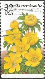 32-cent U.S. postage stamp picturing winter aconite