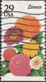 29-cent U.S. postage stamp picturing zinnia