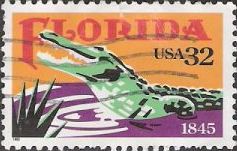 32-cent U.S. postage stamp picturing alligator