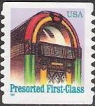 Non-denominated 25-cent U.S. postage stamp picturing juke box