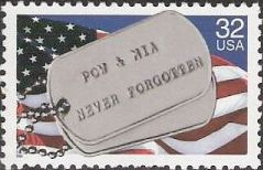 32-cent U.S. postage stamp picturing military dogtags