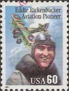 60-cent U.S. postage stamp picturing Eddie Rickenbacker and airplane