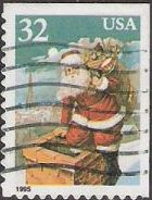 32-cent U.S. postage stamp picturing Santa Claus and chimney