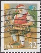 32-cent U.S. postage stamp picturing Santa Claus and sled