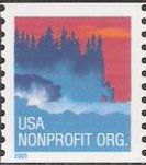 Non-denominated 5-cent U.S. postage stamp picturing trees on coast