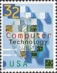 32-cent U.S. postage stamp picturing computer circuits