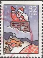 32-cent U.S. postage stamp picturing girl dreaming of Santa Claus