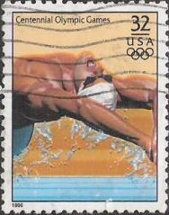 32-cent U.S. postage stamp picturing Olympic swimmer