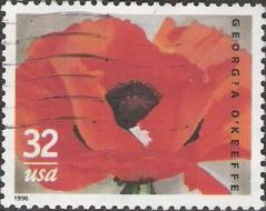 32-cent U.S. postage stamp picturing Georgia O'Keeffe painting