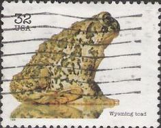 32-cent U.S. postage stamp picturing Wyoming toad