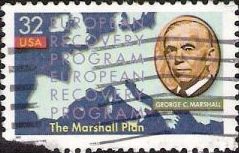 32-cent U.S. postage stamp picturing George C. Marshall and map of Europe