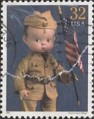 32-cent U.S. postage stamp picturing Percy Crosby's 'Skippy' doll