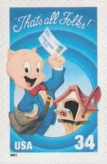 34-cent U.S. postage stamp picturing Porky Pig