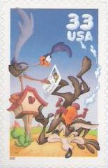 33-cent U.S. postage stamp picturing Road Runner and Wile E. Coyote