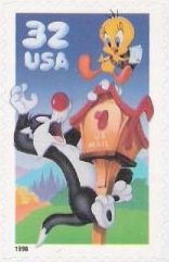 32-cent U.S. postage stamp picturing Sylvester and Tweety