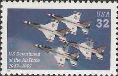 32-cent U.S. postage stamp picturing military jets