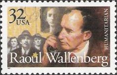 32-cent U.S. postage stamp picturing Raoul Wallenberg and Jews