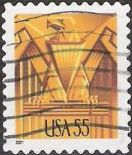 Gold 55-cent U.S. postage stamp picturing stylized eagle