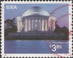 $3.85 U.S. postage stamp picturing Jefferson Memorial