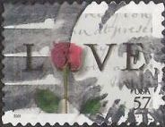 57-cent U.S. postage stamp picturing love letter and rose