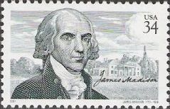 34-cent U.S. postage stamp picturing James Madison
