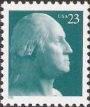 Green 23-cent U.S. postage stamp picturing George Washington