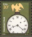 10-cent U.S. postage stamp picturing American clock