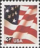 37-cent U.S. postage stamp picturing American flag