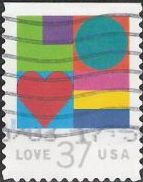 37-cent U.S. postage stamp picturing letters composing word 'Love'