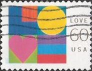 60-cent U.S. postage stamp picturing letters composing word 'Love'