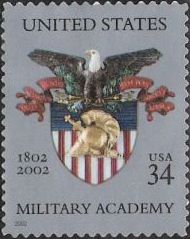 34-cent U.S. postage stamp picturing United States Military Academy emblem