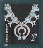 2-cent U.S. postage stamp picturing Navajo jewelry