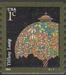 1-cent U.S. postage stamp picturing Tiffany lamp