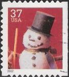 37-cent U.S. postage stamp picturing snowman wearing top hat