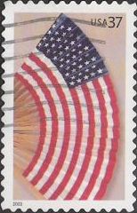 37-cent U.S. postage stamp picturing American flag fan