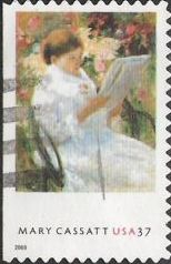 37-cent U.S. postage stamp picturing Mary Cassatt painting of woman reading