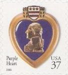 37-cent U.S. postage stamp picturing Purple Heart medal