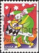 37-cent U.S. postage stamp picturing Santa Claus playing drum