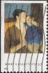 37-cent U.S. postage stamp picturing Mary Cassatt painting of woman and child