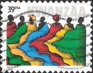 39-cent U.S. postage stamp picturing people wearing brightly-colored clothing