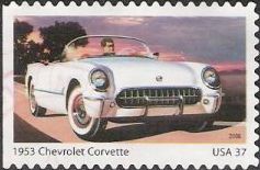 37-cent U.S. postage stamp picturing 1953 Chevrolet Corvette