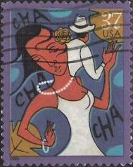 37-cent U.S. postage stamp picturing cha-cha-cha dancers