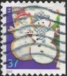 37-cent U.S. postage stamp picturing snowmen cookies