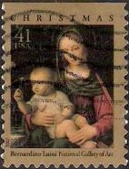 41-cent U.S. postage stamp picturing Luini's Madonna and child painting